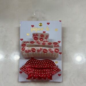 Piper k Red and White Lip Claw Clip Set New in Package